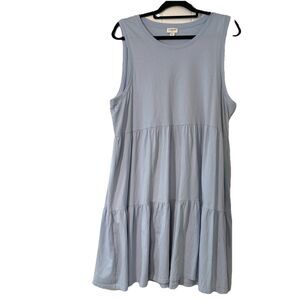 J Crew Womens XL Dress Tiered Ruffle Light Blue Sleeveless Flowy Summer
